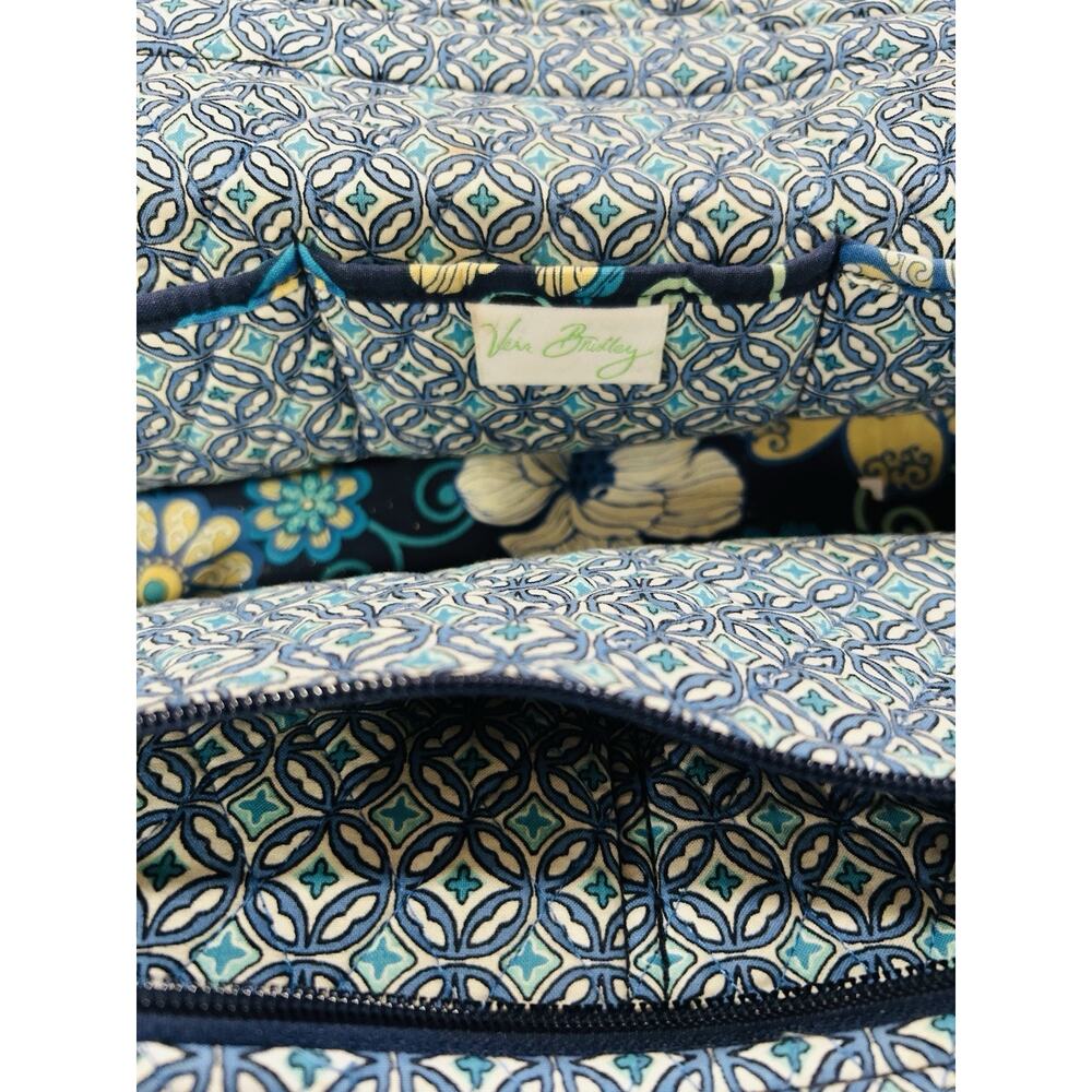 Vera Bradley Blue Floral Satchel Zip Top Double Handles w/ Inner Pockets - Picture 4 of 7